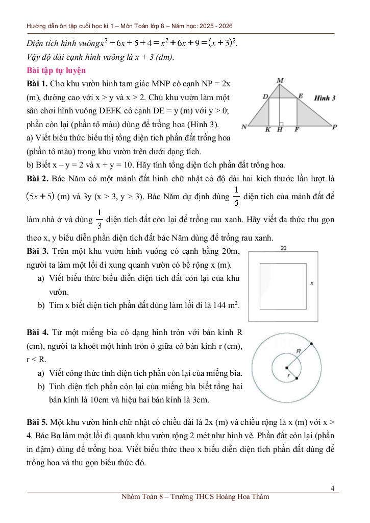 ôn tập cuối học kì 1 toán 8 năm 2025 – 2026 trường thcs hoàng hoa thám – tp hcm 3