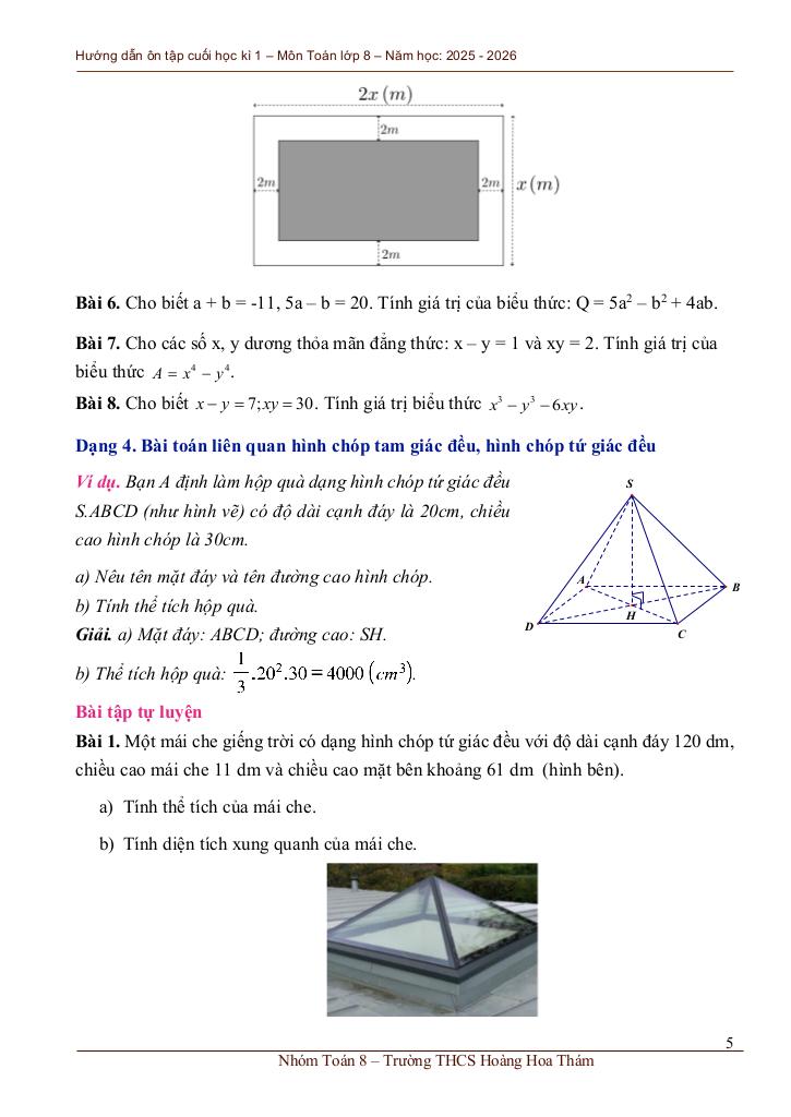 ôn tập cuối học kì 1 toán 8 năm 2025 – 2026 trường thcs hoàng hoa thám – tp hcm 4