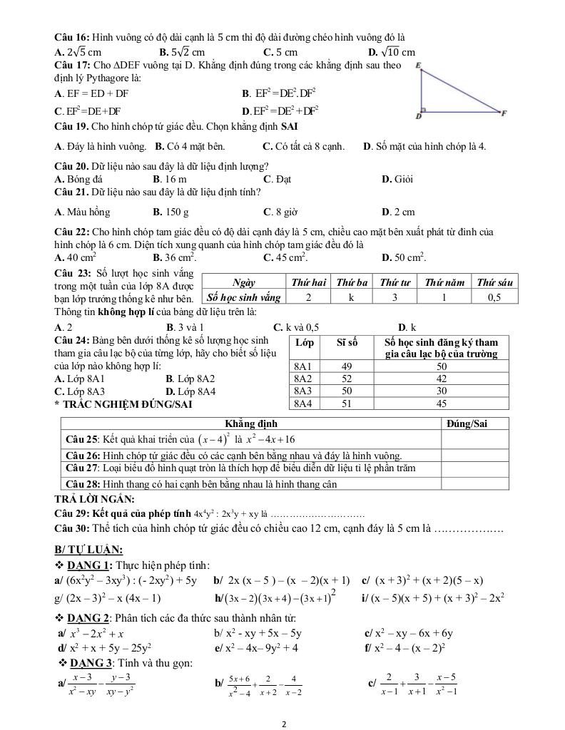 ôn tập cuối học kì 1 toán 8 năm 2025 – 2026 trường thcs võ trường toản – tp hcm 1