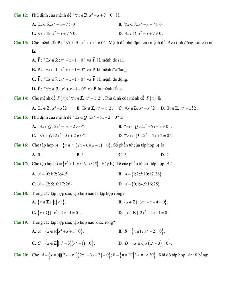 ôn tập giữa học kì 1 toán 10 năm 2025 – 2026 trường thpt trần phú – hà nội 2
