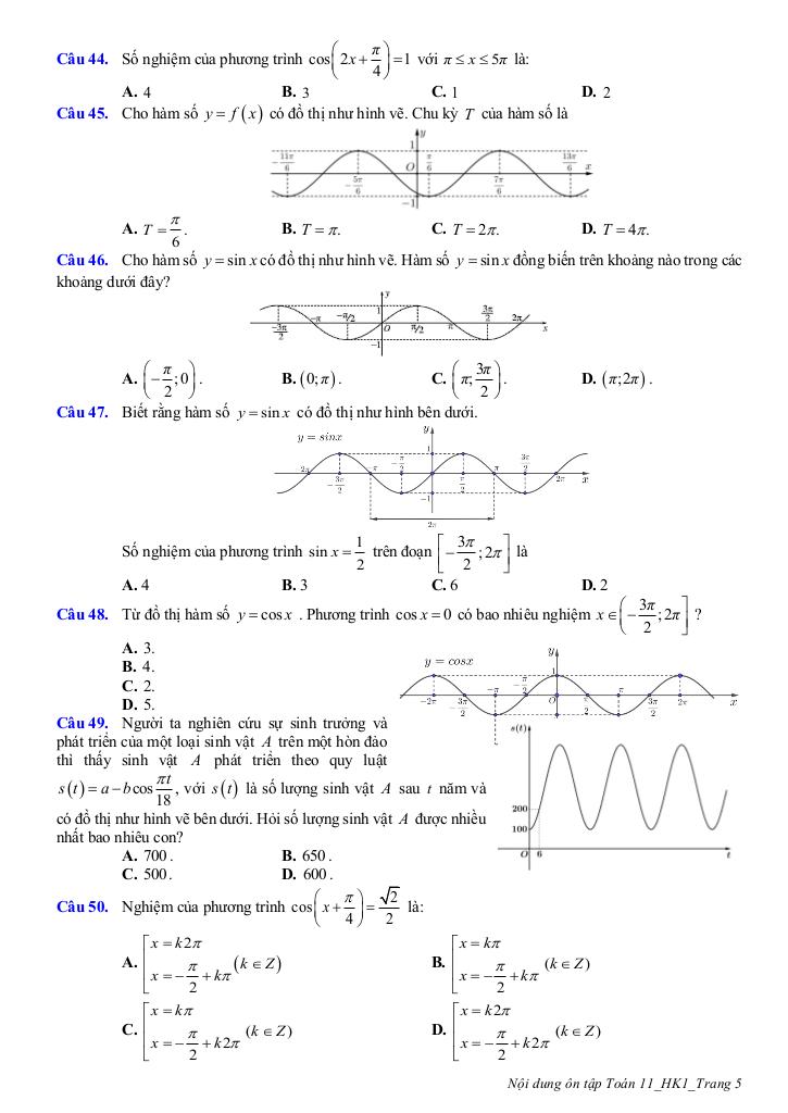 ôn tập giữa học kì 1 toán 11 năm 2025 – 2026 trường thpt trần phú – hà nội 4