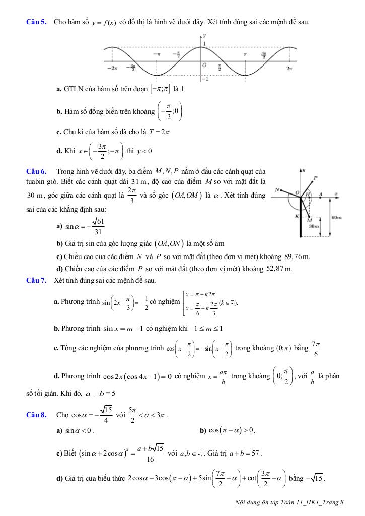 ôn tập giữa học kì 1 toán 11 năm 2025 – 2026 trường thpt trần phú – hà nội 7