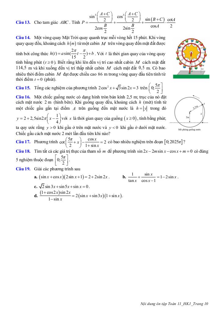 ôn tập giữa học kì 1 toán 11 năm 2025 – 2026 trường thpt trần phú – hà nội 9