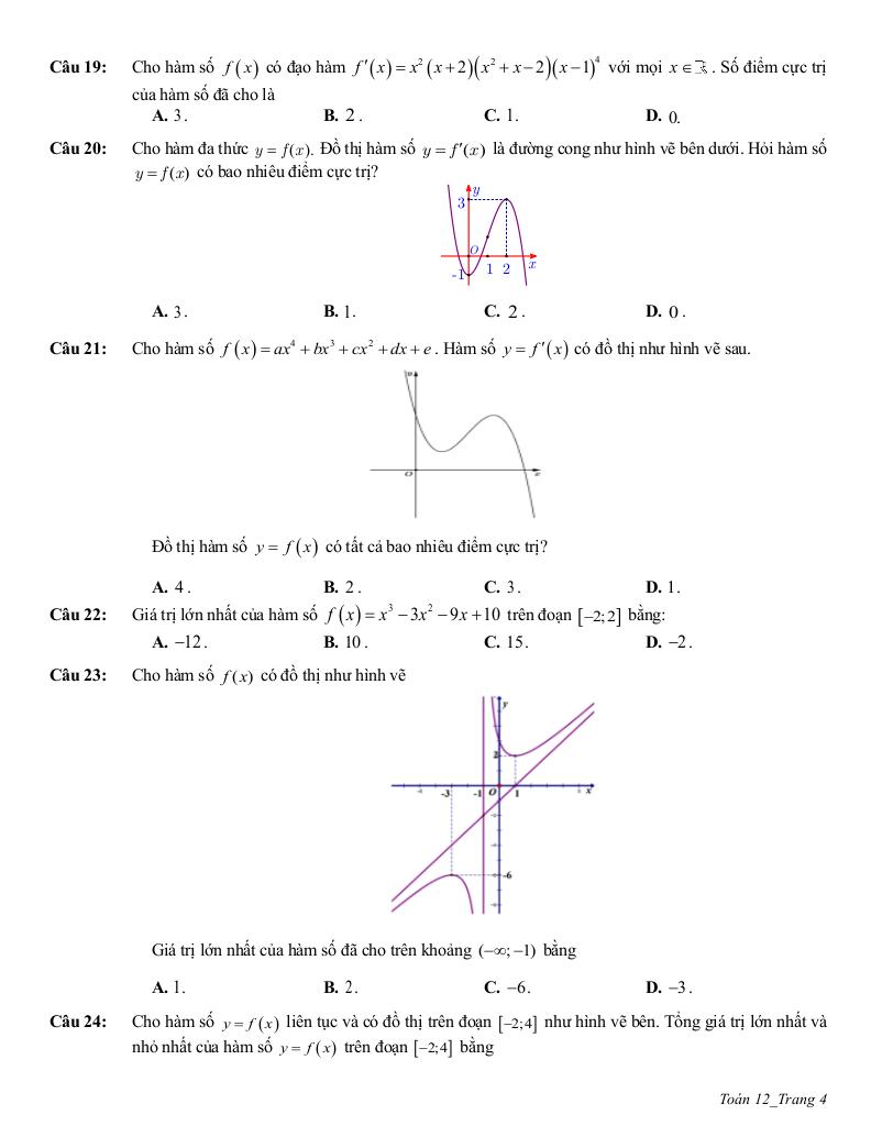 ôn tập giữa học kì 1 toán 12 năm 2025 – 2026 trường thpt trần phú – hà nội 3