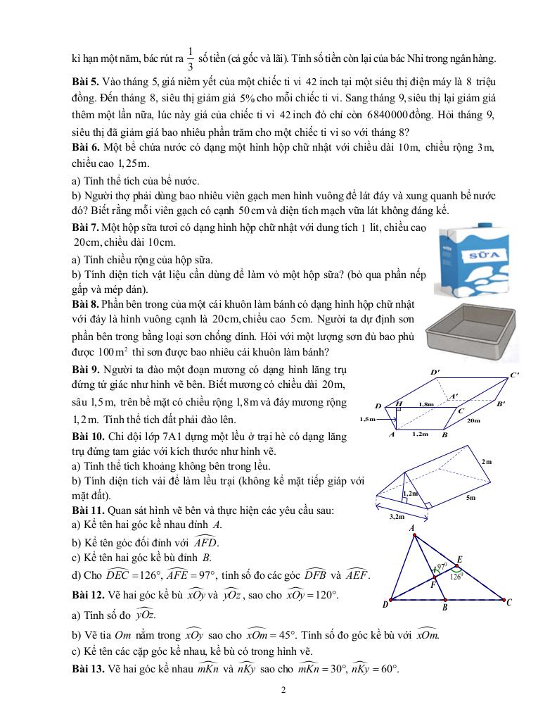 ôn tập giữa học kỳ 1 toán 7 năm 2025 – 2026 trường thcs chu văn an – hà nội 1