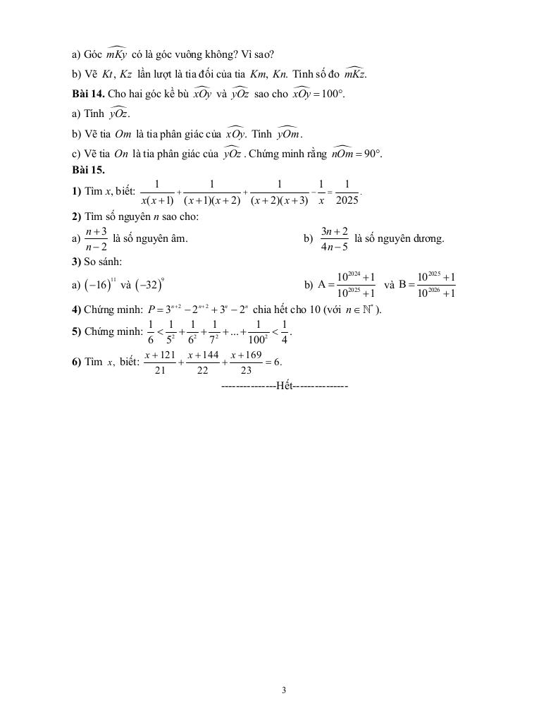 ôn tập giữa học kỳ 1 toán 7 năm 2025 – 2026 trường thcs chu văn an – hà nội 2
