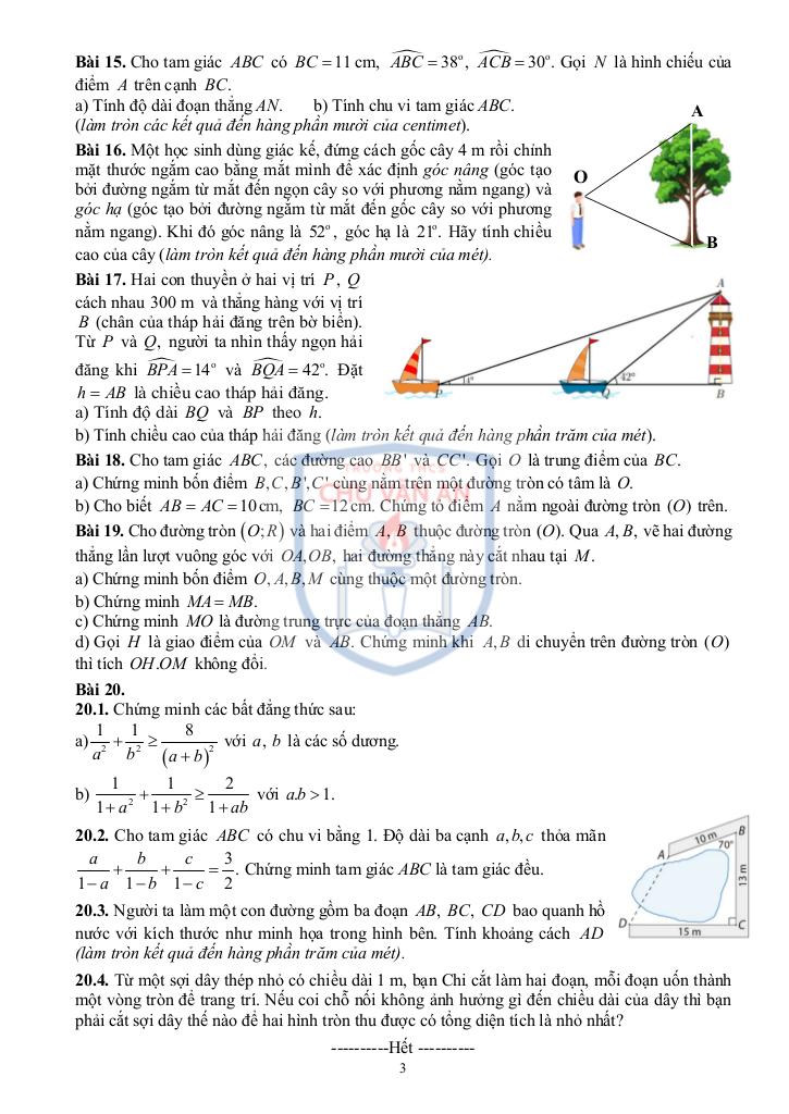 ôn tập giữa học kỳ 1 toán 9 năm 2025 – 2026 trường thcs chu văn an – hà nội 2