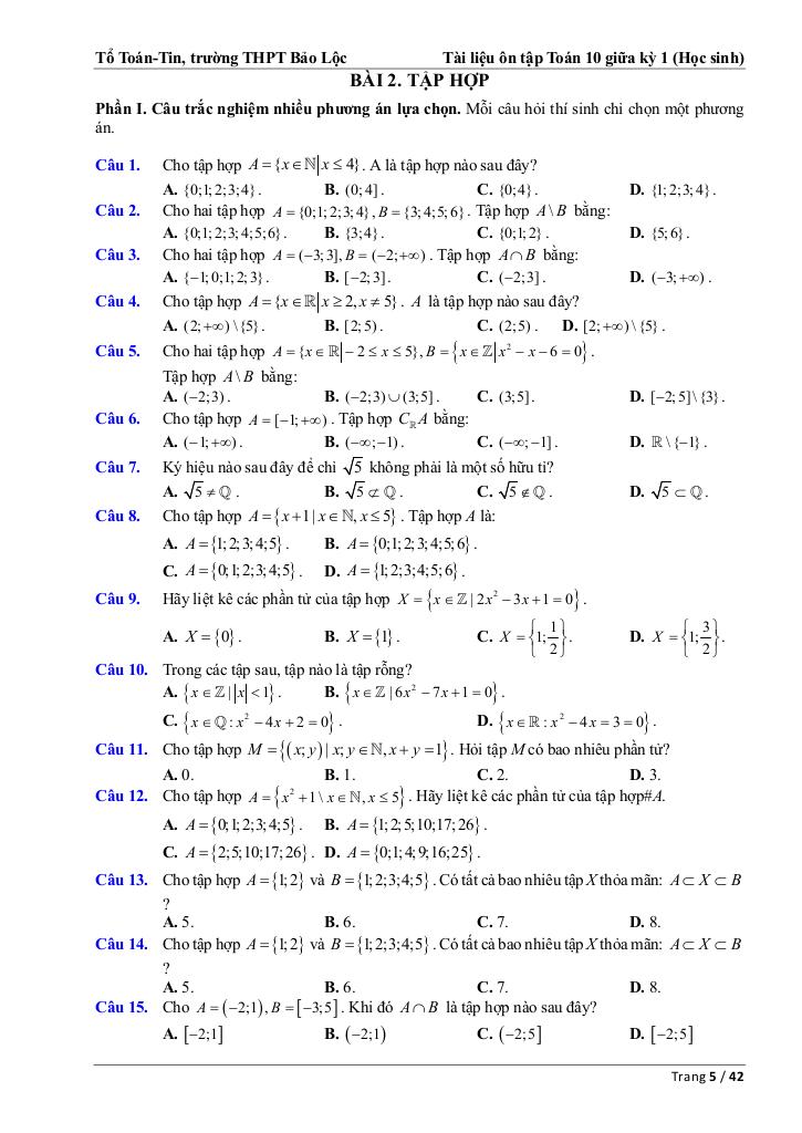 ôn tập toán 10 giữa kỳ 1 năm 2025 – 2026 trường thpt bảo lộc – lâm đồng 4