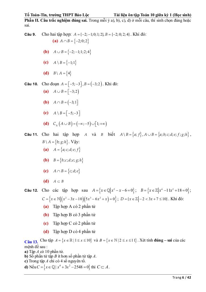 ôn tập toán 10 giữa kỳ 1 năm 2025 – 2026 trường thpt bảo lộc – lâm đồng 5