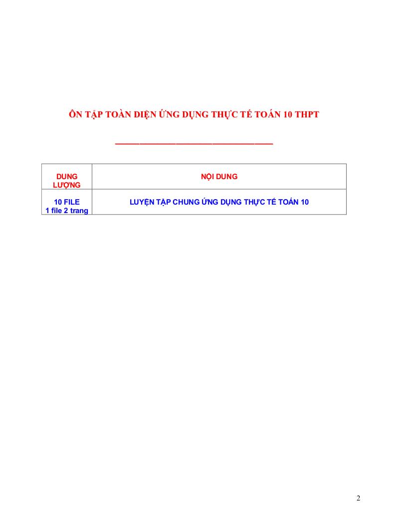 ôn tập toàn diện ứng dụng thực tế môn toán 10 thpt 1