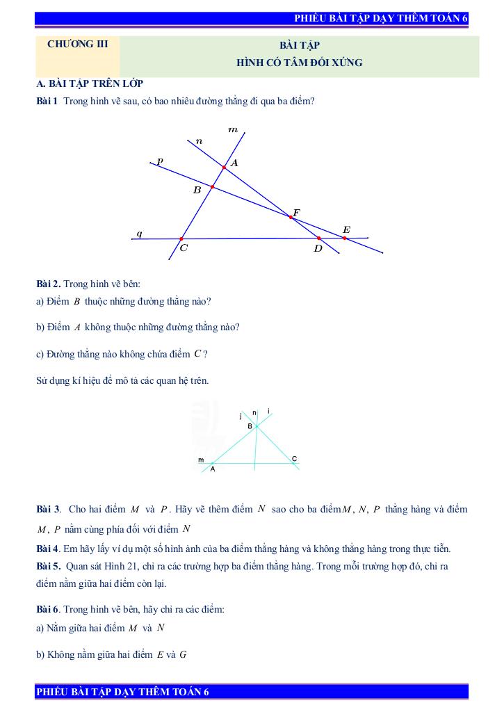 phiếu bài tập dạy thêm toán 6 chủ đề hình học phẳng 4