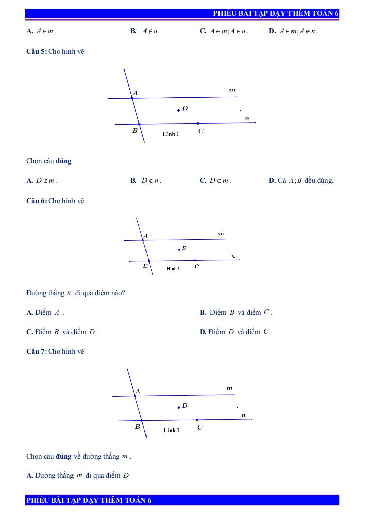 phiếu bài tập dạy thêm toán 6 chủ đề hình học phẳng 8