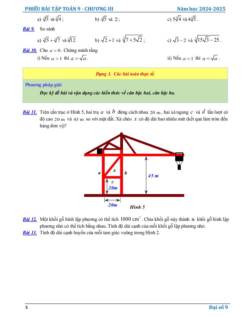 phiếu bài tập toán 9 chương căn thức 4