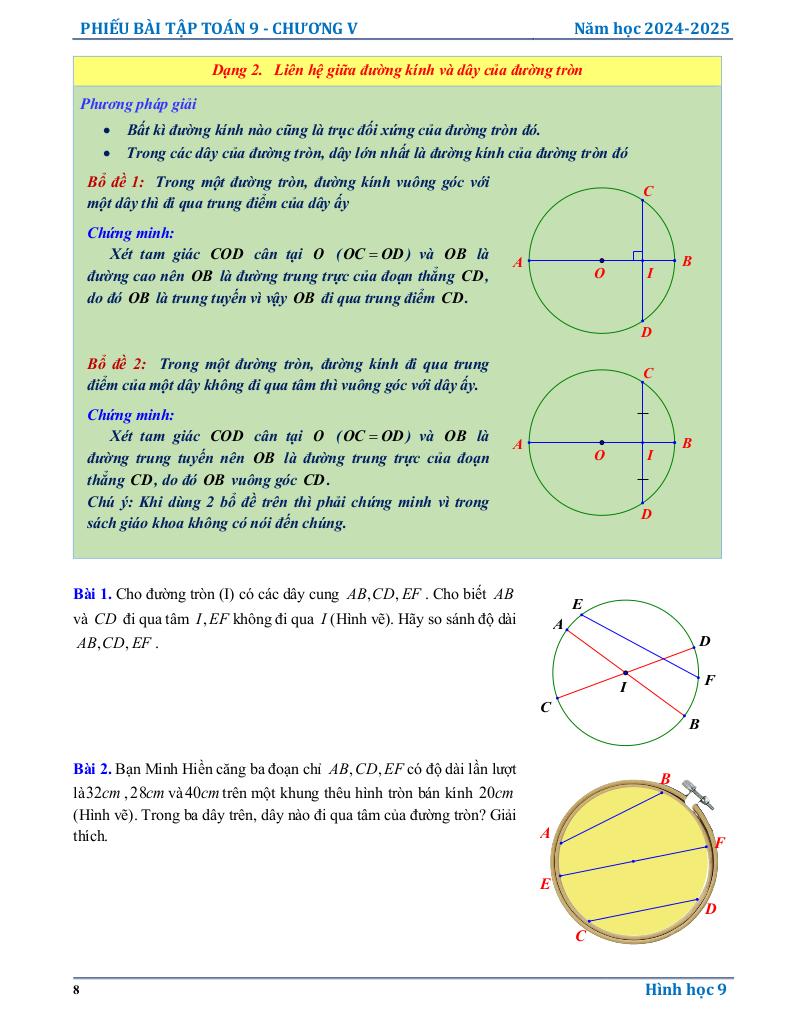 phiếu bài tập toán 9 chương đường tròn 7