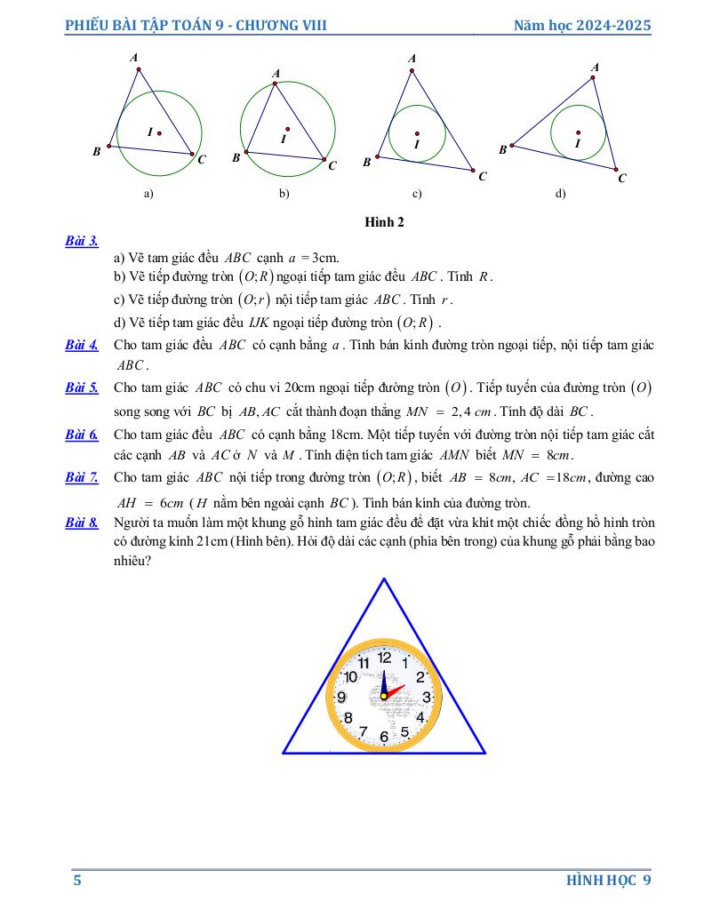 phiếu bài tập toán 9 chương đường tròn 14