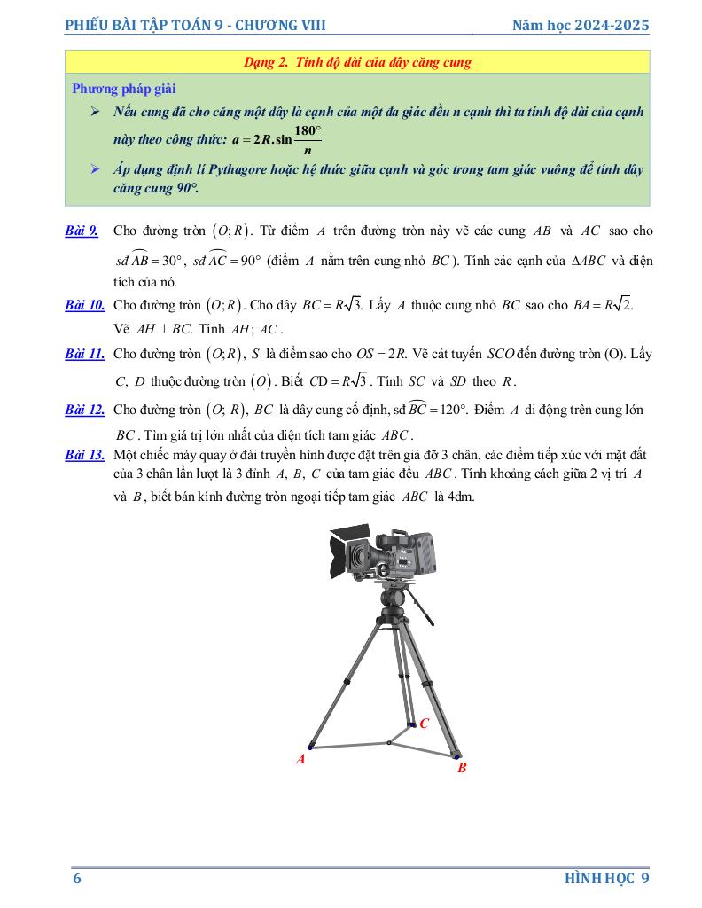 phiếu bài tập toán 9 chương đường tròn 15
