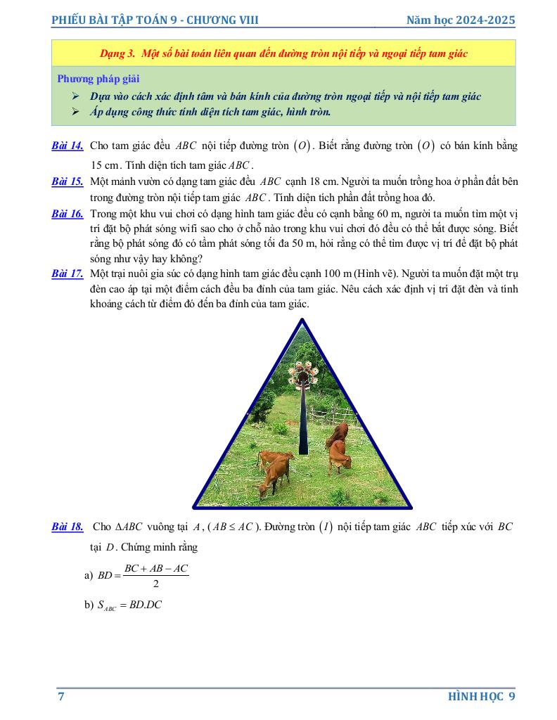 phiếu bài tập toán 9 chương đường tròn 16