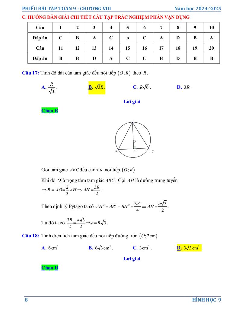 phiếu bài tập toán 9 chương đường tròn 17