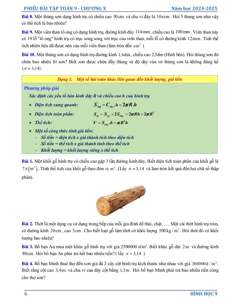 phiếu bài tập toán 9 chương hình học trực quan 5
