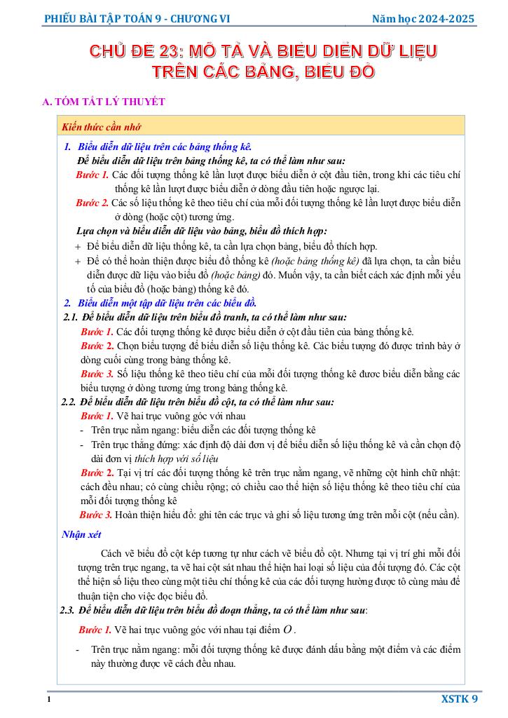 phiếu bài tập toán 9 chương một số yếu tố thống kê và xác suất 0