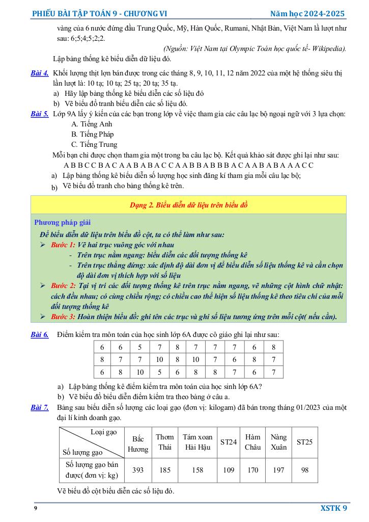 phiếu bài tập toán 9 chương một số yếu tố thống kê và xác suất 8