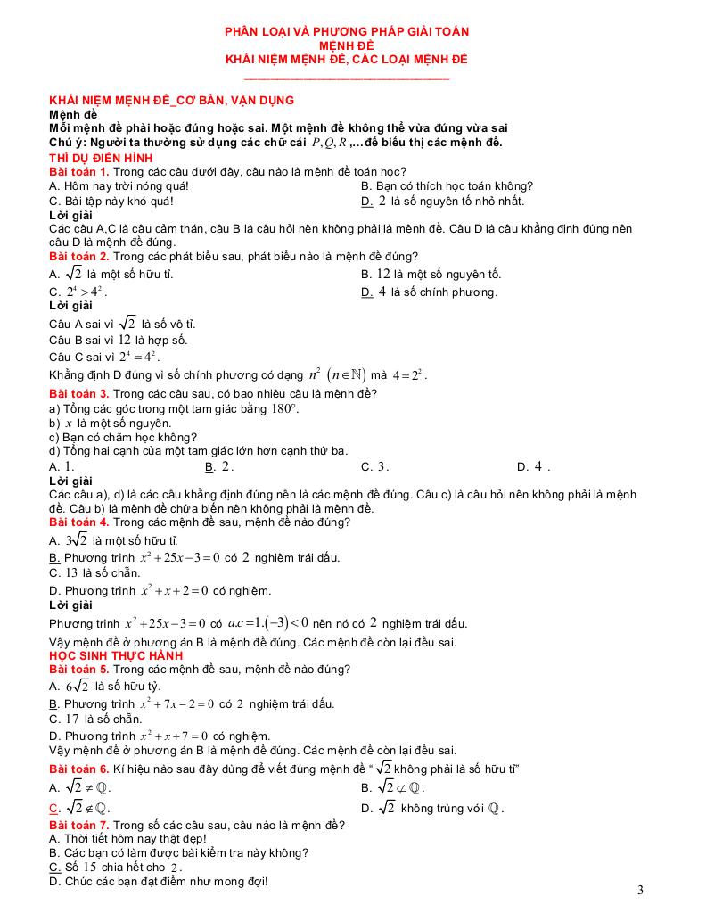 phương pháp giải toán và bài tập chuyên đề mệnh đề và tập hợp toán 10 2