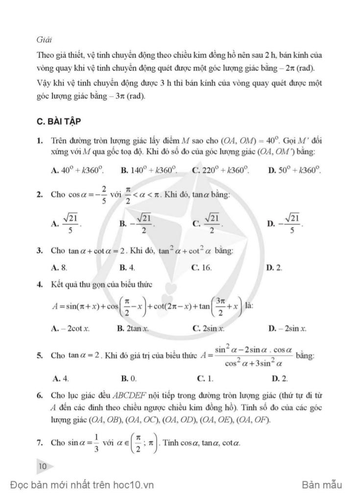 sách bài tập toán 11 (tập 1) (cánh diều) 9