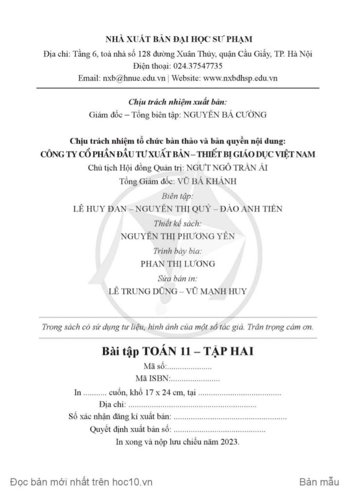 sách bài tập toán 11 (tập 2) (cánh diều) 2