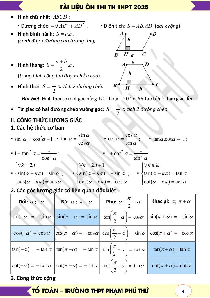 sổ tay kiến thức 8 chủ đề trọng tâm ôn thi tn thpt môn toán 5