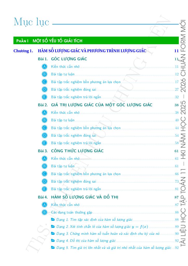 tài liệu học tập môn toán 11 học kì 1 năm 2025 – 2026 chuẩn cấu trúc mới 2