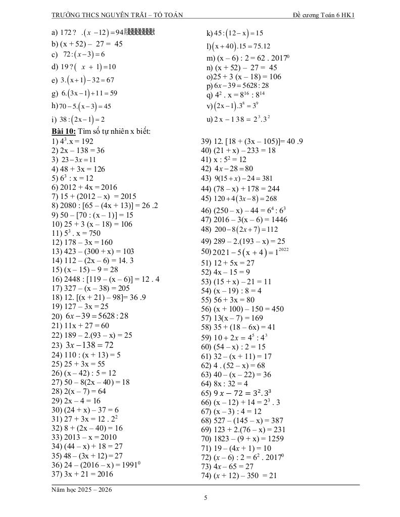 tài liệu học tập môn toán 6 học kì 1 năm học 2025 – 2026 5