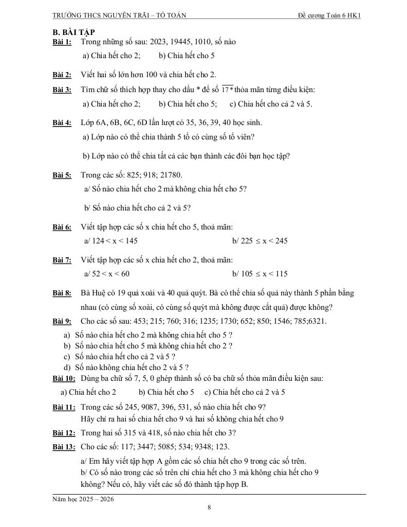 tài liệu học tập môn toán 6 học kì 1 năm học 2025 – 2026 8