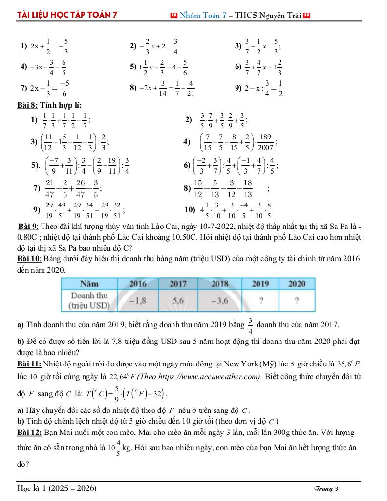 tài liệu học tập môn toán 7 học kì 1 năm học 2025 – 2026 3