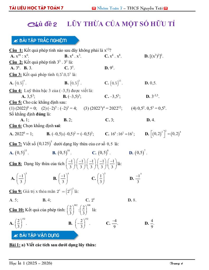 tài liệu học tập môn toán 7 học kì 1 năm học 2025 – 2026 4