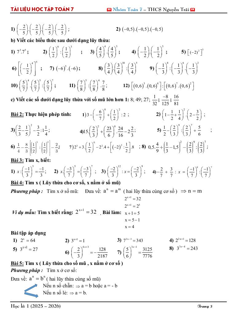tài liệu học tập môn toán 7 học kì 1 năm học 2025 – 2026 5