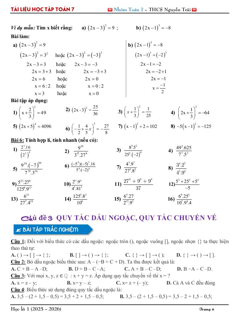 tài liệu học tập môn toán 7 học kì 1 năm học 2025 – 2026 6