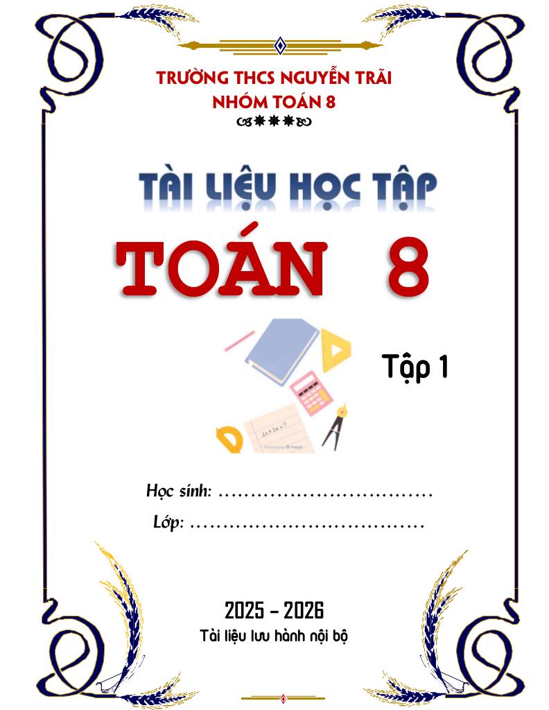 tài liệu học tập môn toán 8 học kì 1 năm học 2025 – 2026 0