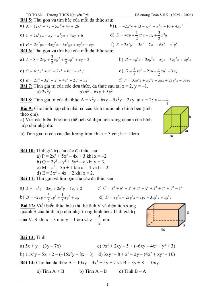 tài liệu học tập môn toán 8 học kì 1 năm học 2025 – 2026 3
