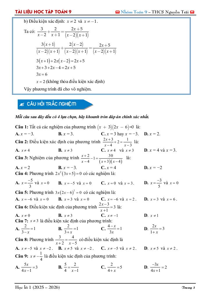 tài liệu học tập môn toán 9 học kì 1 năm học 2025 – 2026 3