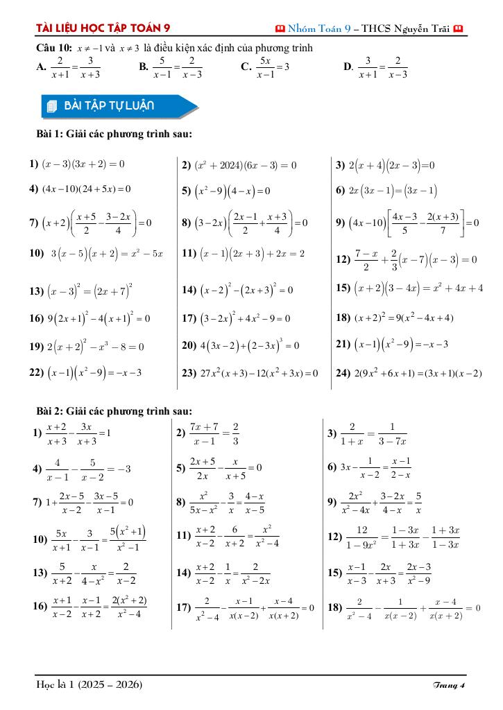 tài liệu học tập môn toán 9 học kì 1 năm học 2025 – 2026 4