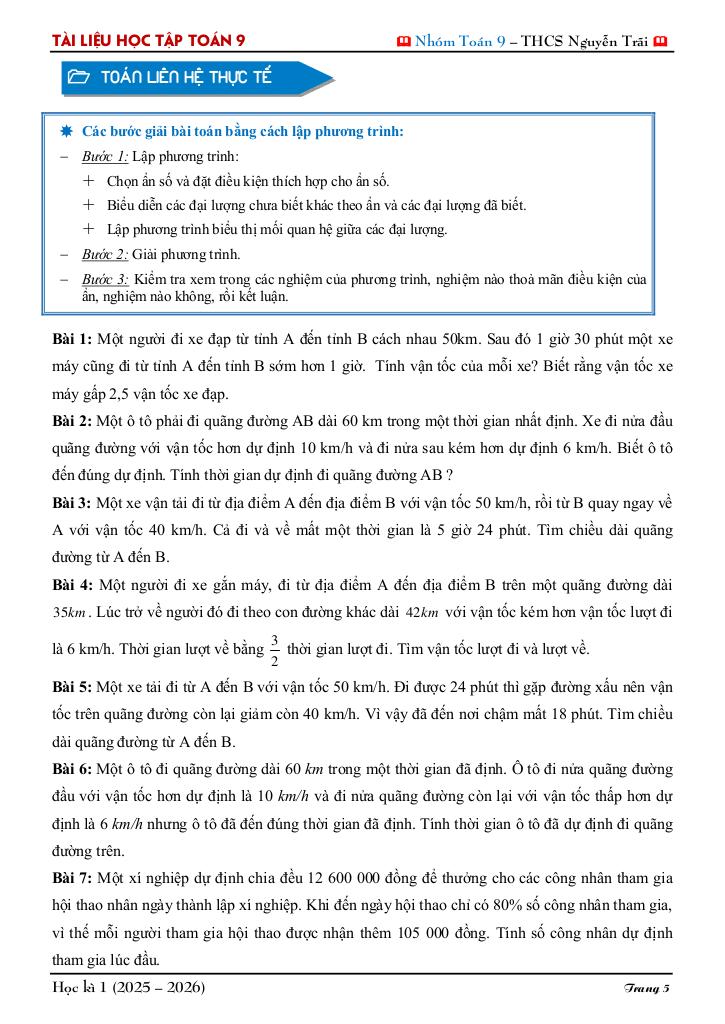 tài liệu học tập môn toán 9 học kì 1 năm học 2025 – 2026 5
