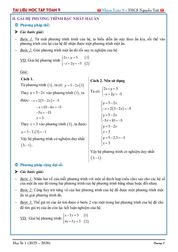 tài liệu học tập môn toán 9 học kì 1 năm học 2025 – 2026 7