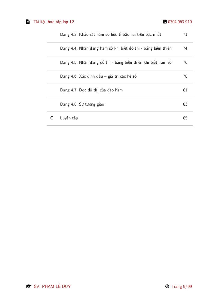 tài liệu học tập ứng dụng đạo hàm để khảo sát và vẽ đồ thị của hàm số toán 12 4