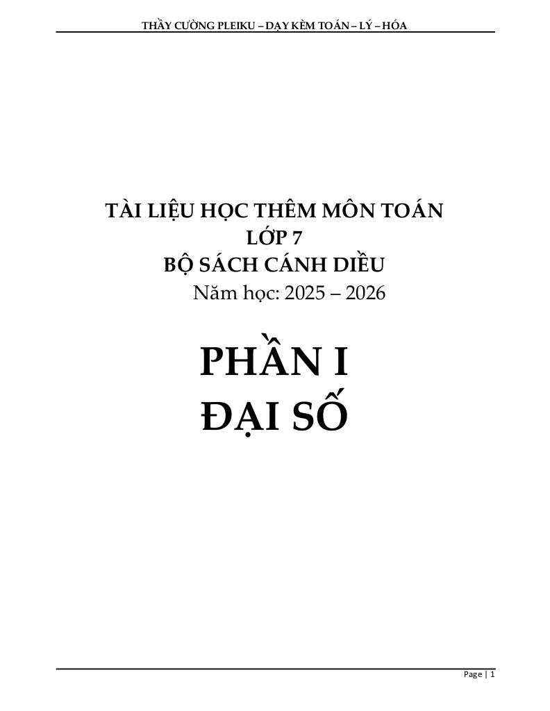 tài liệu học thêm môn toán 7 sách cánh diều học kì 1 0