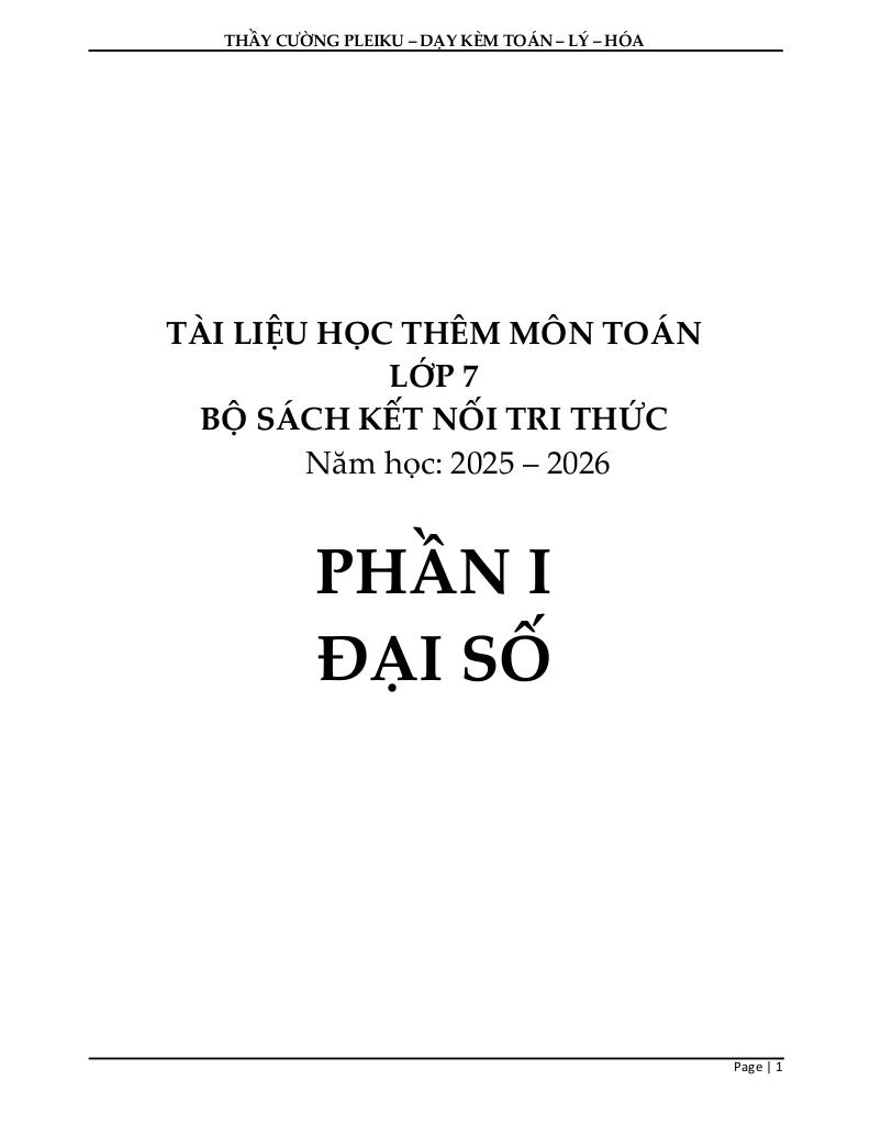 tài liệu học thêm môn toán 7 sách kết nối tri thức với cuộc sống học kì 1 0