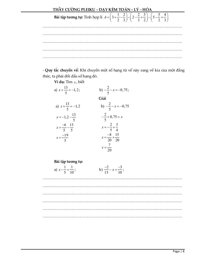 tài liệu học thêm môn toán 7 sách kết nối tri thức với cuộc sống học kì 1 7