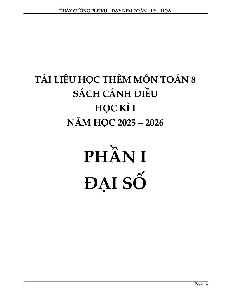tài liệu học thêm môn toán 8 sách cánh diều học kì 1 0