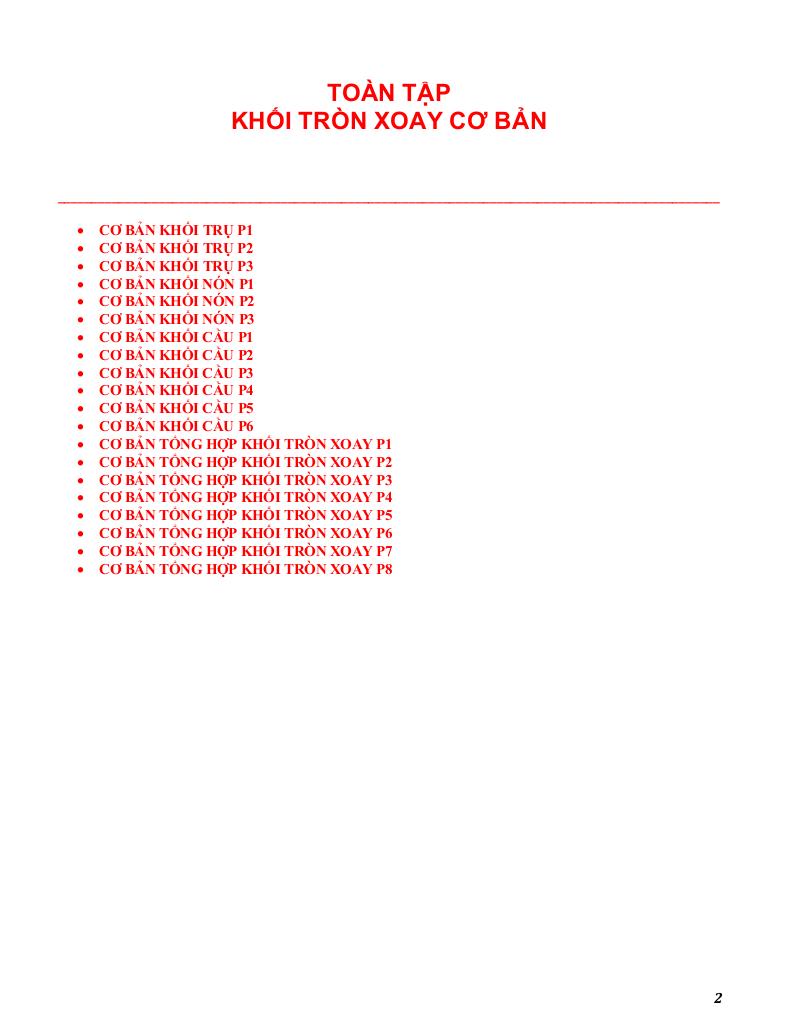 toàn tập khối tròn xoay cơ bản 1