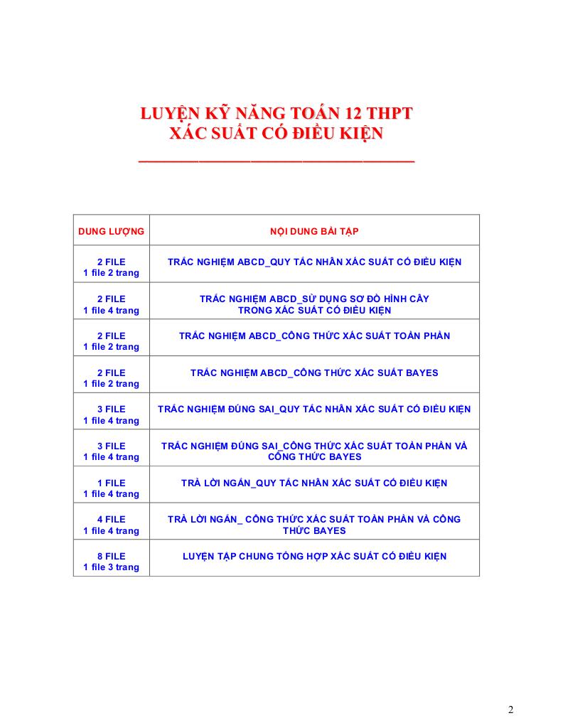 toàn tập xác suất có điều kiện môn toán 12 thpt 1