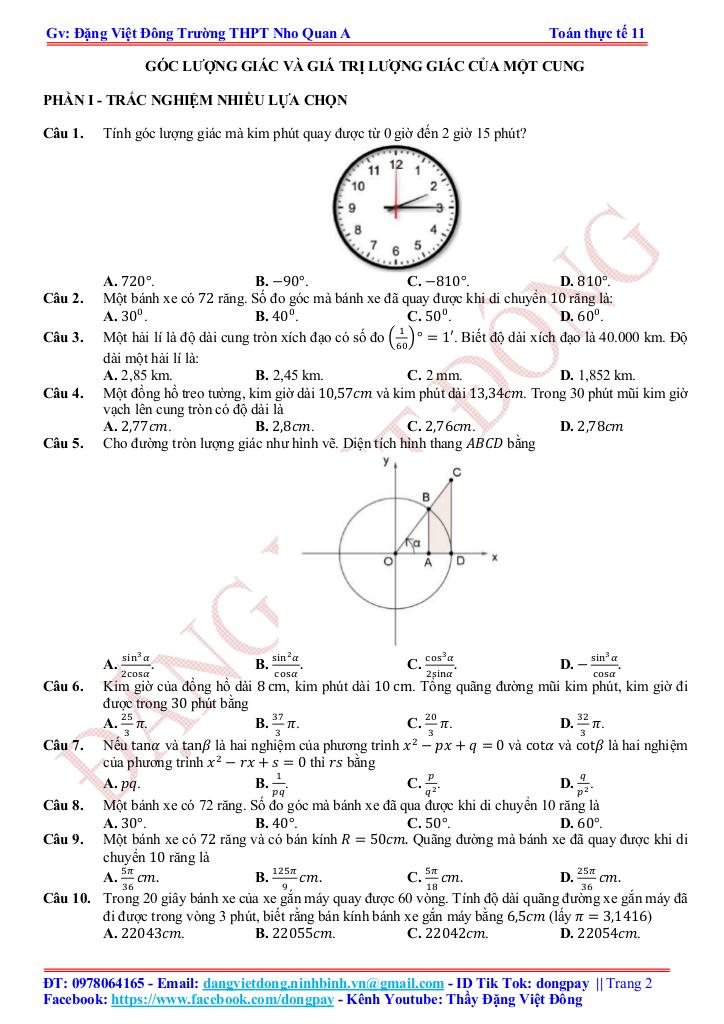 toán thực tế hàm số lượng giác và phương trình lượng giác – đặng việt đông 1